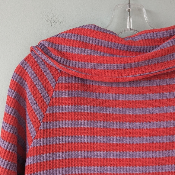 Soft Surroundings Petite Serene Striped Waffle Knit Top - Picture 9 of 9